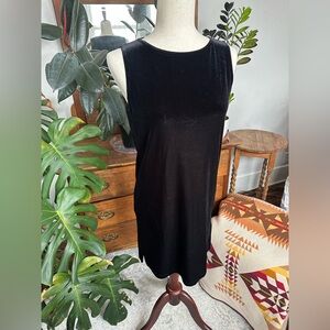 Impressions Y2K women’s sleeveless black velvet midi shift dress size small